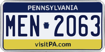PA license plate MEN2063