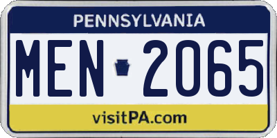 PA license plate MEN2065