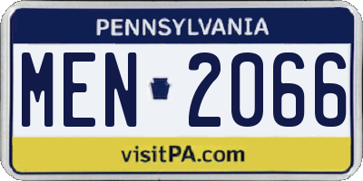 PA license plate MEN2066