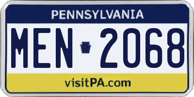 PA license plate MEN2068