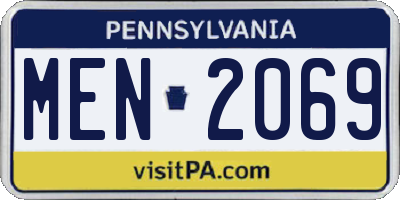 PA license plate MEN2069