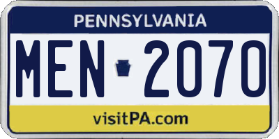 PA license plate MEN2070