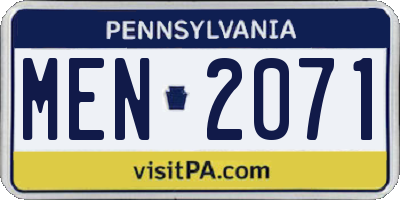 PA license plate MEN2071