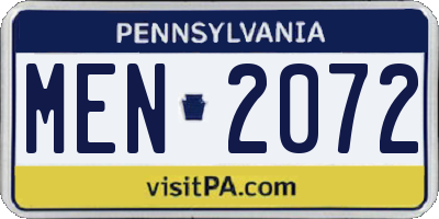 PA license plate MEN2072