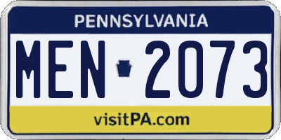 PA license plate MEN2073