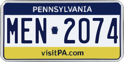 PA license plate MEN2074