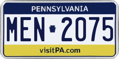 PA license plate MEN2075