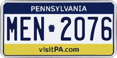 PA license plate MEN2076