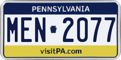 PA license plate MEN2077