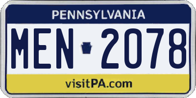 PA license plate MEN2078