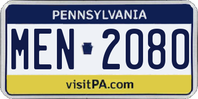 PA license plate MEN2080