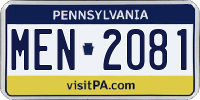 PA license plate MEN2081