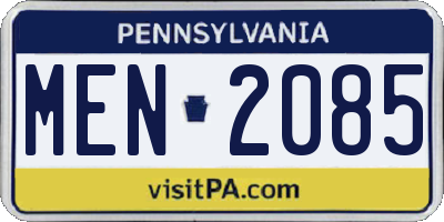 PA license plate MEN2085