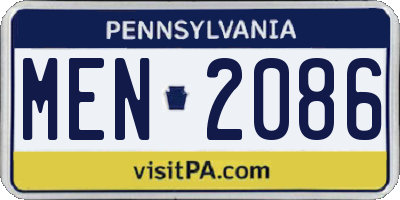 PA license plate MEN2086