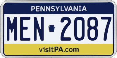 PA license plate MEN2087