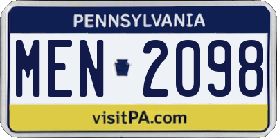 PA license plate MEN2098