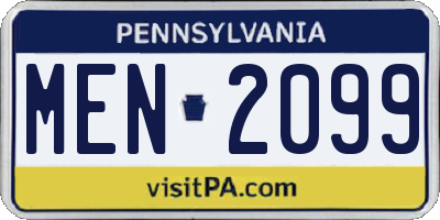 PA license plate MEN2099