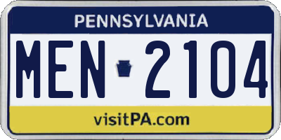 PA license plate MEN2104