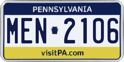 PA license plate MEN2106