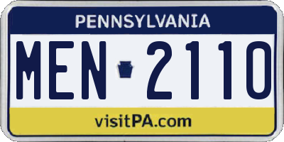 PA license plate MEN2110
