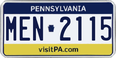 PA license plate MEN2115