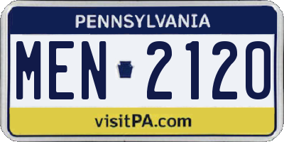 PA license plate MEN2120
