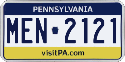 PA license plate MEN2121