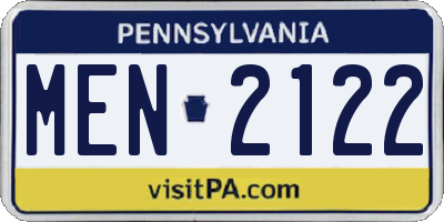 PA license plate MEN2122