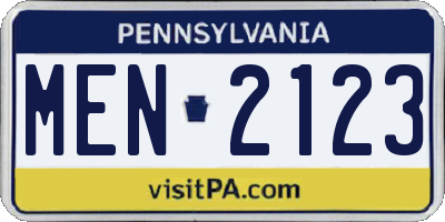 PA license plate MEN2123