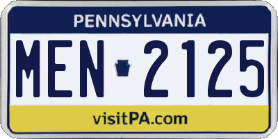 PA license plate MEN2125