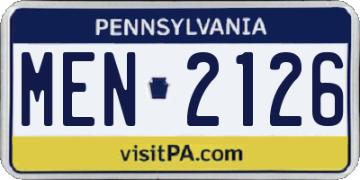 PA license plate MEN2126