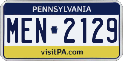 PA license plate MEN2129