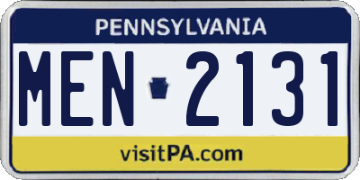 PA license plate MEN2131