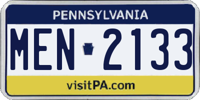 PA license plate MEN2133
