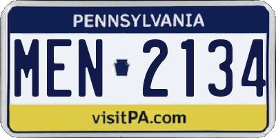 PA license plate MEN2134