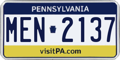 PA license plate MEN2137