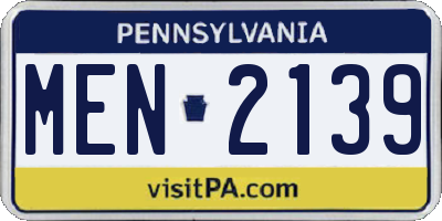 PA license plate MEN2139