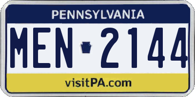 PA license plate MEN2144