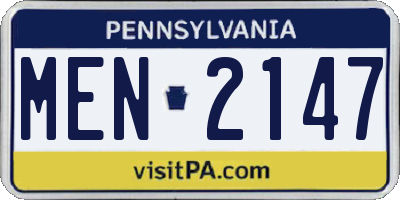 PA license plate MEN2147