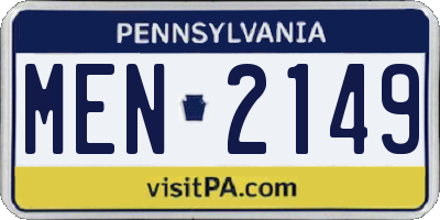 PA license plate MEN2149