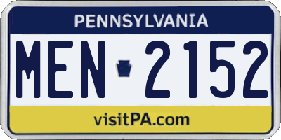 PA license plate MEN2152