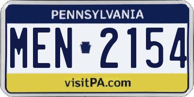 PA license plate MEN2154