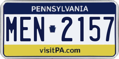 PA license plate MEN2157