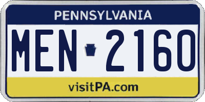 PA license plate MEN2160