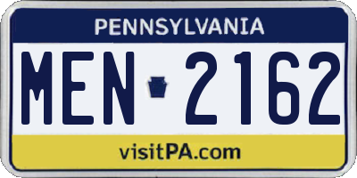 PA license plate MEN2162