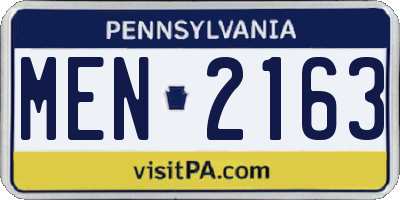PA license plate MEN2163