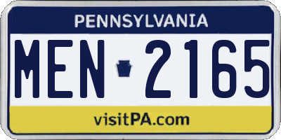 PA license plate MEN2165