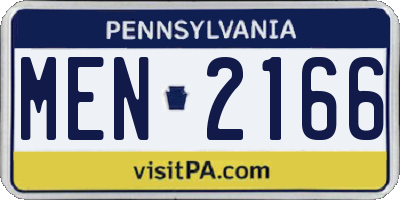 PA license plate MEN2166