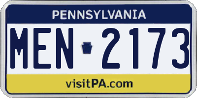 PA license plate MEN2173