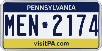 PA license plate MEN2174